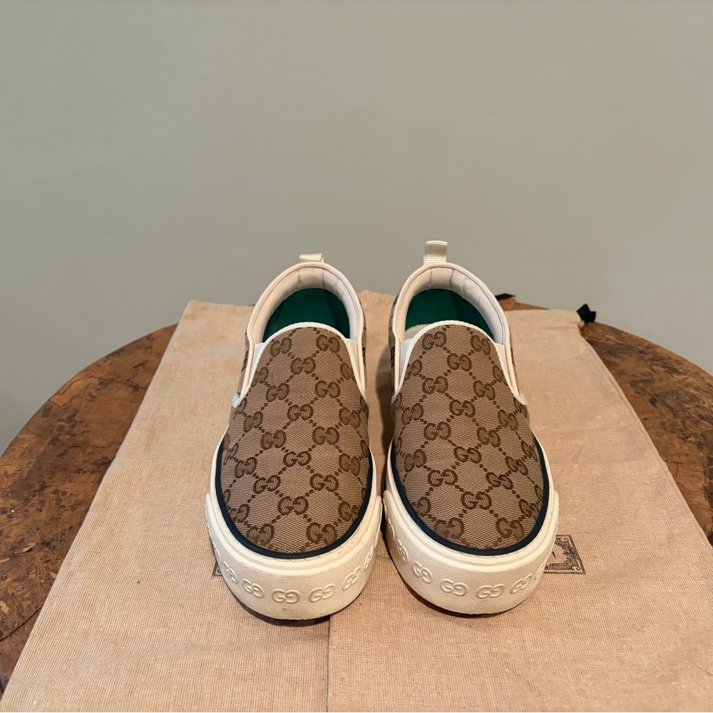 Gucci Kids Brown and Cream Slip-On Sneakers